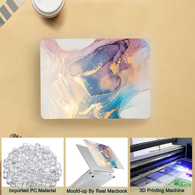 Hard Shell for MacBook 12 inch Case Retina 2015 2016 2017 Release (Model A1534),Plastic Protective Laptop Cover & Keyboard Cover Skin for Apple MacBook Air 12",Pink Marble