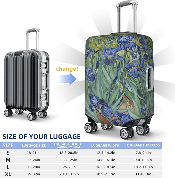 Van Gogh Irises Flower Luggage Cover, Elastic Suitcase Protector For Travel (Fits 29-32 Inch Luggage)