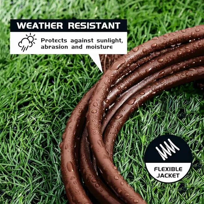 3FT Brown Extension Cord-16/3 SJTW Durable Extension Cord for Christmas Lights with 3 Prong Grounded Plug, Great for Christmas Decorations