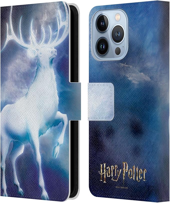 Head Case Designs Officially Licensed Harry Potter Stag Patronus Prisoner of Azkaban II Leather Wallet Case Compatible with Apple iPhone 13 Pro