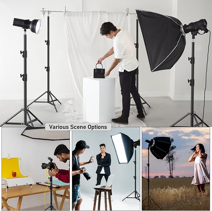 Photography Light Stand, 110"/9.2ft/280cm Portable Reverse Folding Tripod with Travel Bag Aluminum Heavy Duty for Camera,Video,Softboxes,Umbrell,Wedding Outdoor Video Shooting