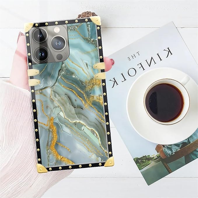 Compatible with iPhone 14 Pro Case, Golden Texture Marble Veining Luxury Golden Decoration for Girl Women Soft TPU Shockproof Protective Hard PC Back for iPhone 14 Pro
