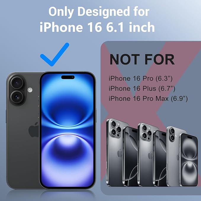 Red2Fire for iPhone 16 Case Waterproof, [Built-in Screen Protector & Camera Protector][Compatible with MagSafe][Full Body Shockproof][IP68 Waterproof][Dustproof] Phone Case 6.1" Blue/Clear