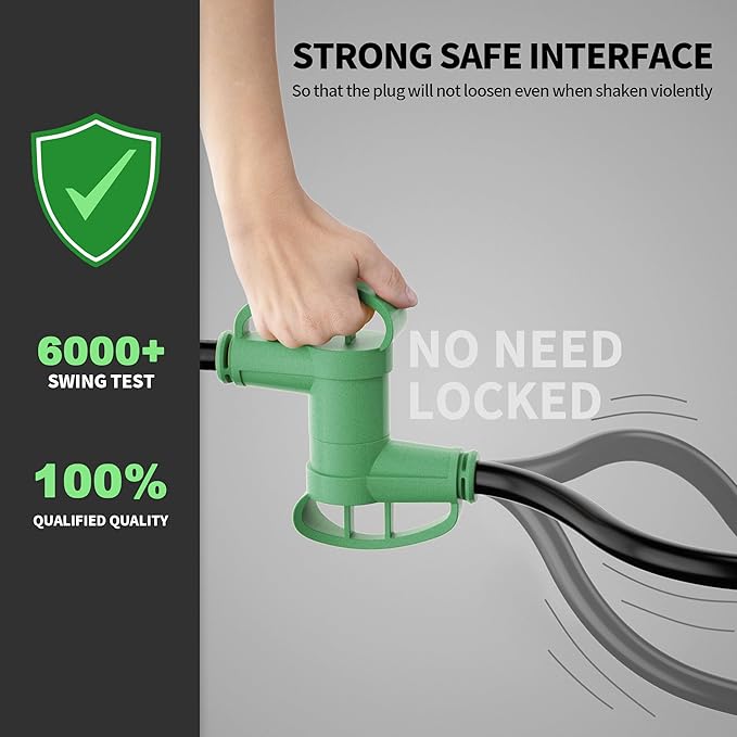 POWGRN NEMA 14-50P to NEMA 14-50R 50 Amp RV/EV Extension Cord 75 FT Outdoor with Grip Handle, Flexible Heavy Duty RV Power Cord Waterproof, 50A 125/250V 6250/12500W STW, Black-Green, ETL Listed