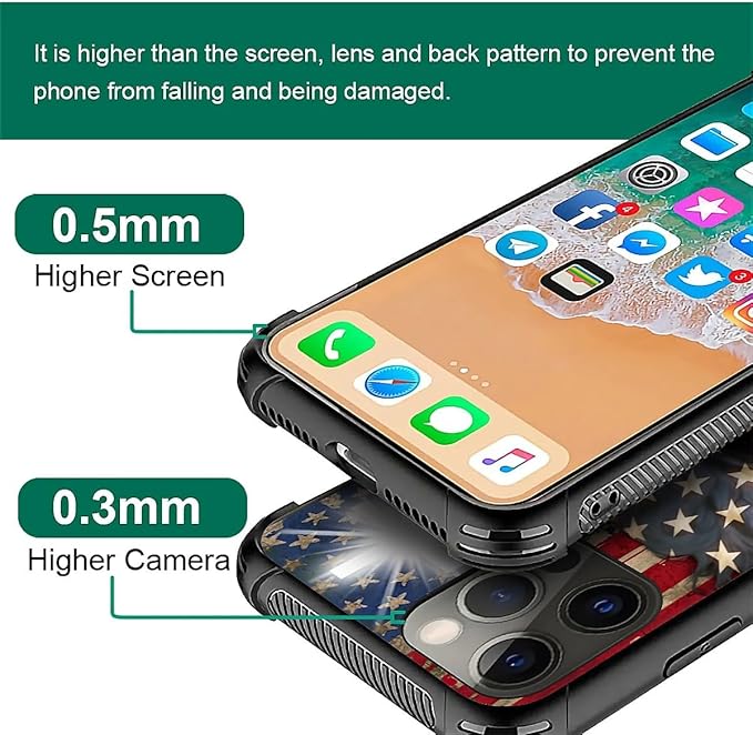 for iPhone 11 Pro Max Case, Red American Flag Horse Cross Pattern Graphic Design Girl Boy Soft Silicone Hard Acrylic Shock Protection for iPhone 11 Pro Max