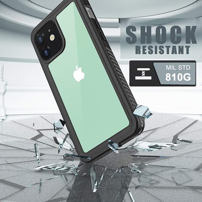 Diverbox for iPhone 12 Waterproof Case,Waterproof Shockproof Dustproof IP68 Full-Body Hard Case Built-in Screen Protector Underwater Outdoor Waterproof Cover for iPhone 12,6.1 in (Clear)