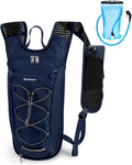 Blue Quartz Hydration Backpack with 2L Water Bladder, Hiking Water Backpack for Women Men, Lightweight Cycling Daypack with Phone Pocket & Helmet Net Bag, Hydration Pack for Biking, Running, Skiing