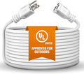 Heavy Duty Extension Cord/Wire Power Cable, Indoor/Outdoor, 16/3, Single Outlet, 25 Feet, UL Listed, White