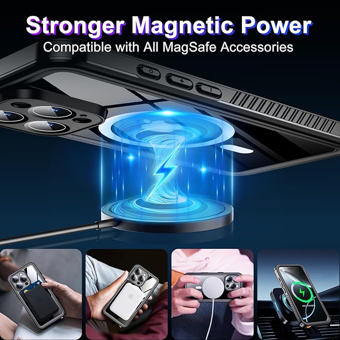 2025 New Designed for iPhone 16 Pro Case Waterproof, [Compatible with MagSafe][Built-in Camera & Screen Protector][Full Body Shockproof][IP68 Waterproof][Dustproof] Phone Case for iPhone 16 Pro 6.3"