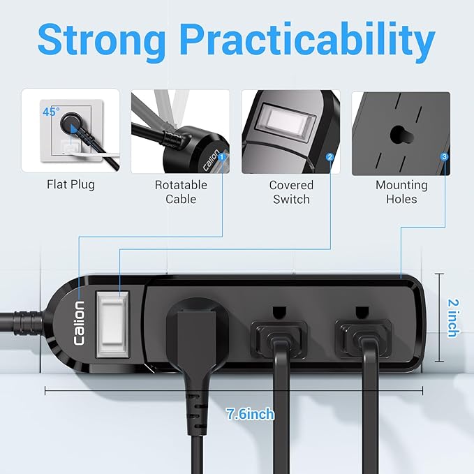 VNJ IPX6 Waterproof Outdoor Surge Protector Power Strip, 3AC Outlets 25FT Cord with On/Off Power Switch Safety Lock ETL Certified for Patio Garden, ETL