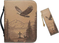 Bible Cover & Case for Men & Women - PU Leather with Bald Eagle Cross & Deer Design Ideal Gift for Christians Christmas Small Bible Cover Bible Case Size