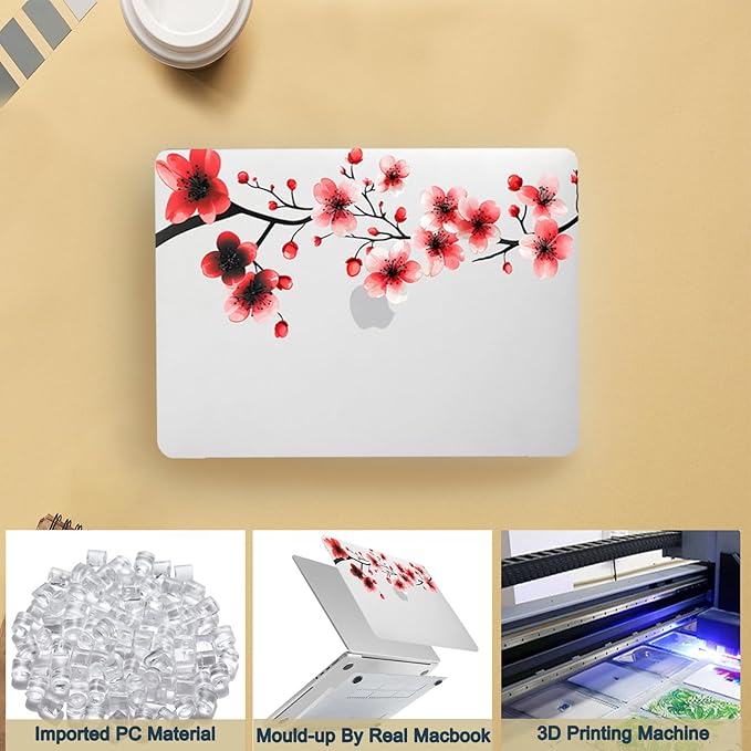 Case Cover for MacBook Pro 14 inch 2025-2021 Release M4 M3 M2 M1 Pro/Max (Model A2442 A2779 A2918 A2992 A3112 A3185 A3401),14.2" Hard Case & Soft Keyboard Cover,Pink Flowers