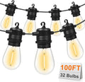 GvvooHome 100FT LED Outdoor String Lights, Commercial Grade Patio Lights with 30+2 Shatterproof S14 Edison Vintage Bulb for Outside Backyard Porch Balcony Party Cafe Decor