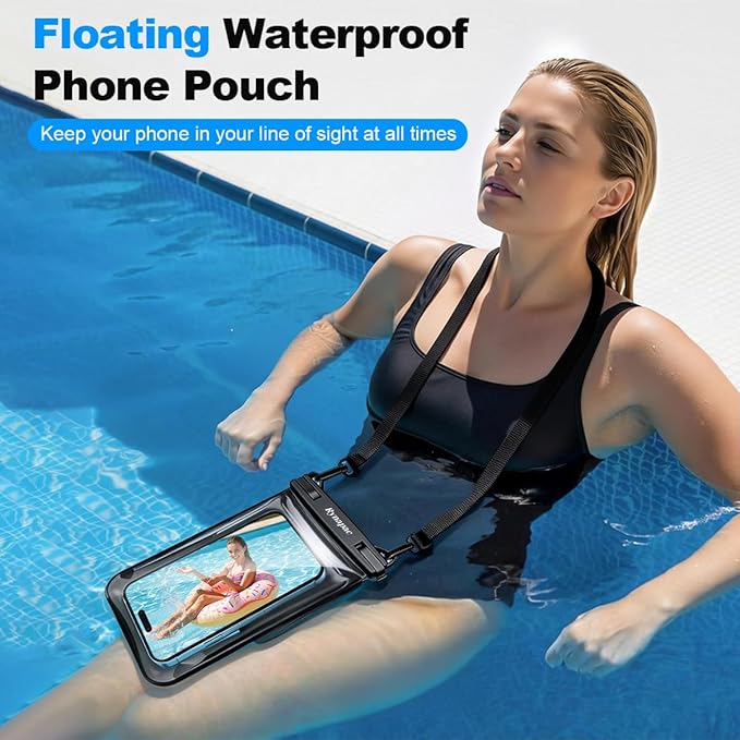 Rynapac IPX8 Waterproof Phone Pouch Floating, [Up to 8.5''] Double Space Waterproof Phone Case with Adjustable Lanyard for iPhone 17 16 15 Pro Max, Cell Phone Dry Bag for Beach Cruise Essentials 2026