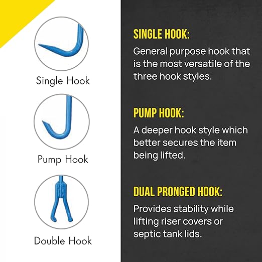 T&T Tools Heavy Duty Handy Hook – Portable 30 Inch with 3/8" Round Pump Hook End –Multipurpose Lifting and Pulling Tool for Manhole Covers, Septic Tanks, Storm Drains, Sewer Lids & More –6 Pack