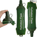 2Pcs 500ml Soft Flask, TPU Collapsible Soft Water Bottle for Hydration Pack, Running Vest, Leak-Proof Folding Water Bottle for Hiking Cycling Climbing Jogging- Green