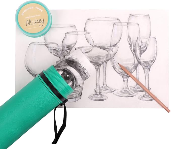 TRANSON Durable Poster Storage Tube with Straps 24"-40" Extendable for Blueprints, Artwork, Maps, Posters Color Green