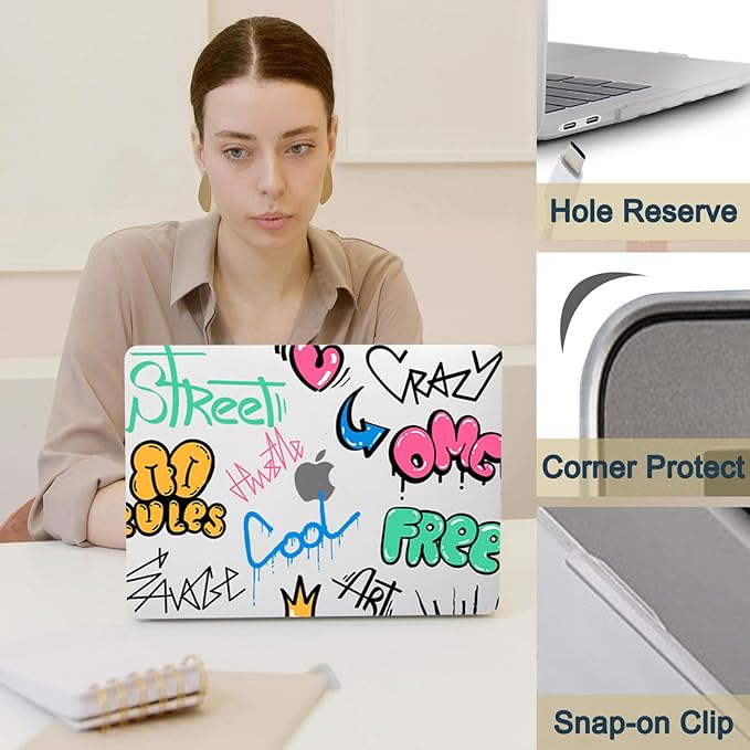Hard Case for New MacBook Air 13 inch M2 M3 M4 2022 2024 2025 Release (Model A3240 A3113 A2681),13.6" Protective Case Cover & Keyboard Cover for Laptop Air 13.6",Cool Art