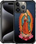for iPhone 16 Pro Max Case, Red Virgen Guadalupe Pattern Graphic Design Girl Boy Soft Silicone Hard Acrylic Shock Protection for iPhone 16 Pro Max