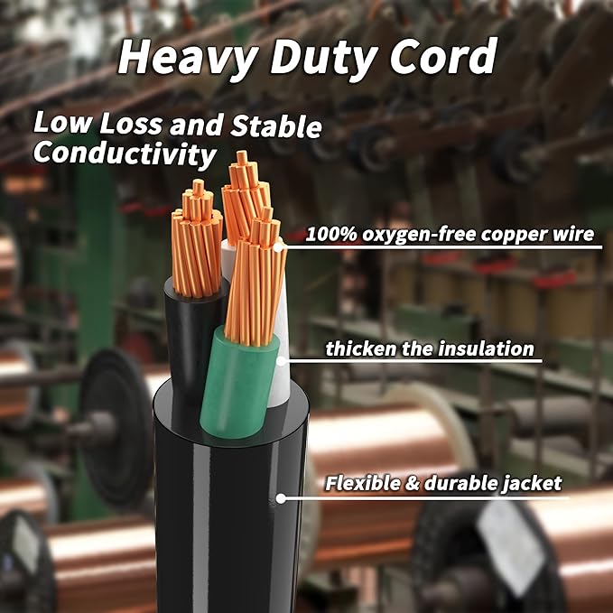 PlugSaf 100 FT 30 Amp RV Extension Cord Outdoor with Grip Handle, Flexible Heavy Duty 10/3 Gauge STW RV Power Cord Waterproof with Cable Organizer, NEMA TT-30P to TT-30R, Black-Green, ETL Listed