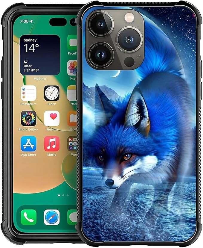 for iPhone 13 Pro Case, Snowy Mountain Fox Lake Pattern Graphic Design Girl Boy Soft Silicone Hard Acrylic Shock Protection for iPhone 13 Pro