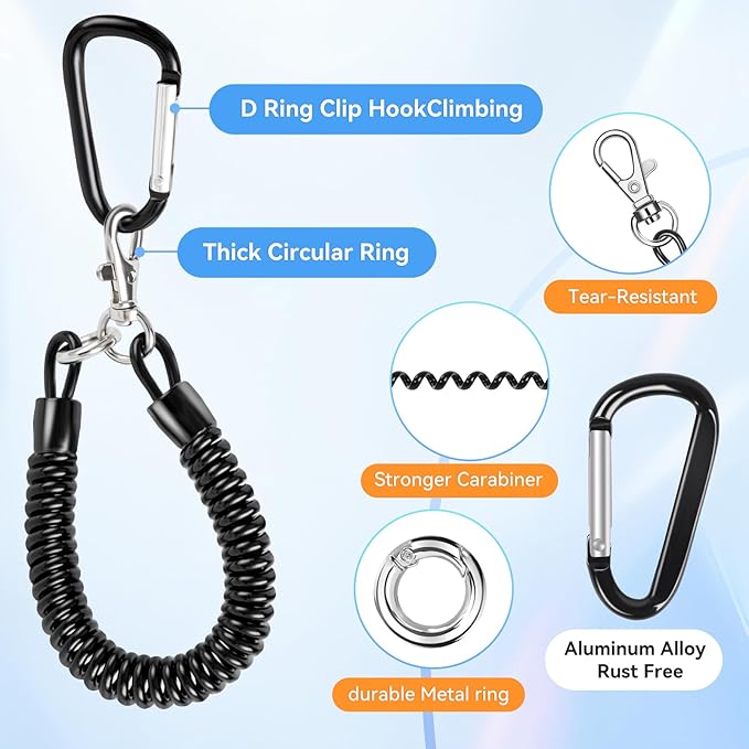 takyu Phone Tether, 2 Pack Phone Lanyard Tether with 4* TPU Patch and 1*Carabiner for Outdoor Hiking Cycling Climbing Skiing Compatible for iPhone Samsung Pixel Most Smartphones