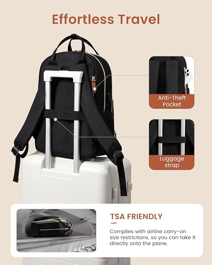 LOVEVOOK Backpack for Women,Laptop Backpack Women,Fits 18 Inch Laptop Bag,School Backpacks,Fashion Travel Work Anti-theft Bag,Waterproof Business Computer College Backpack Purse,Beige-Black-Brown