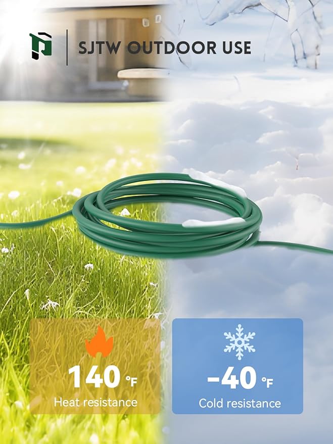 PLUGTUL 27FT Outdoor Extension Cord with Multiple Outlets, 1 to 3 Splitter Max 15FT End to Male Plug (Total 27FT) 16/3 SJTW Waterproof Power Cord for Halloween Christmas, ETL Listed, Green