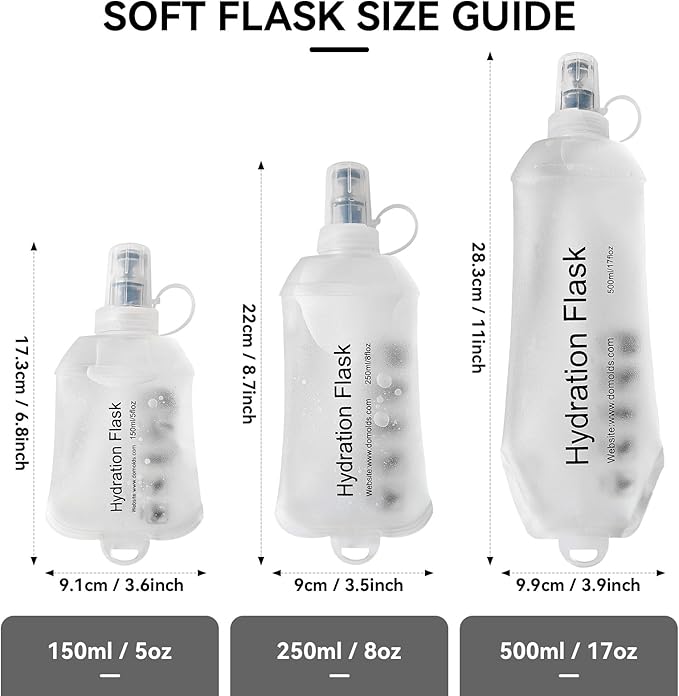 500ml Soft Flask Soft Water Bottle for Running, Hiking, Travelling, Cycling and Climbing, TPU Material, BPF-Free - White