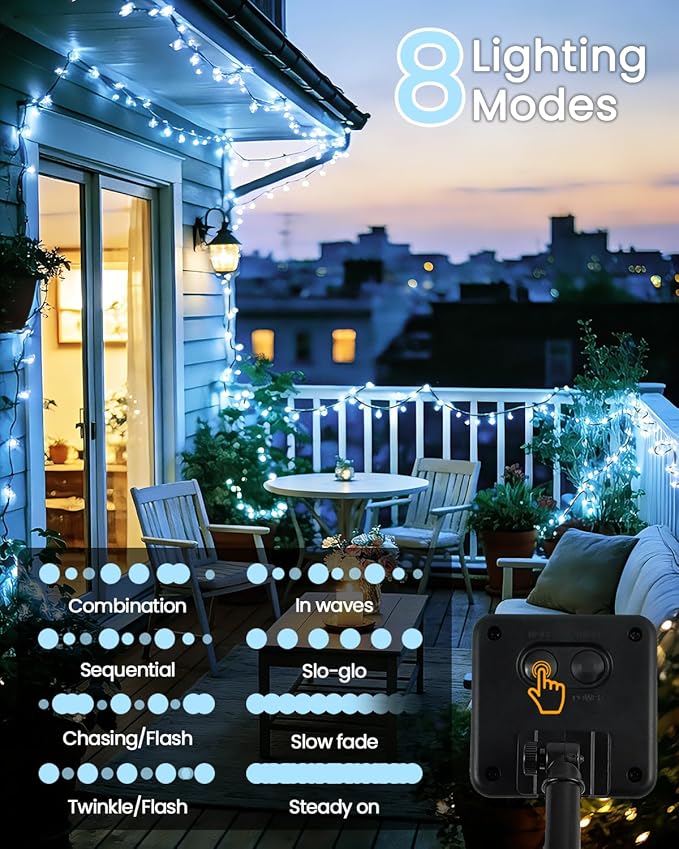 OZS 6 Pack 480LED Solar String Lights for Outside, Solar Christmas Lights Outdoor Waterproof with 8 Modes, Green Wire Solar Powered Tree Light for Patio Yard Garden Xmas Party Decorations (Cool White)