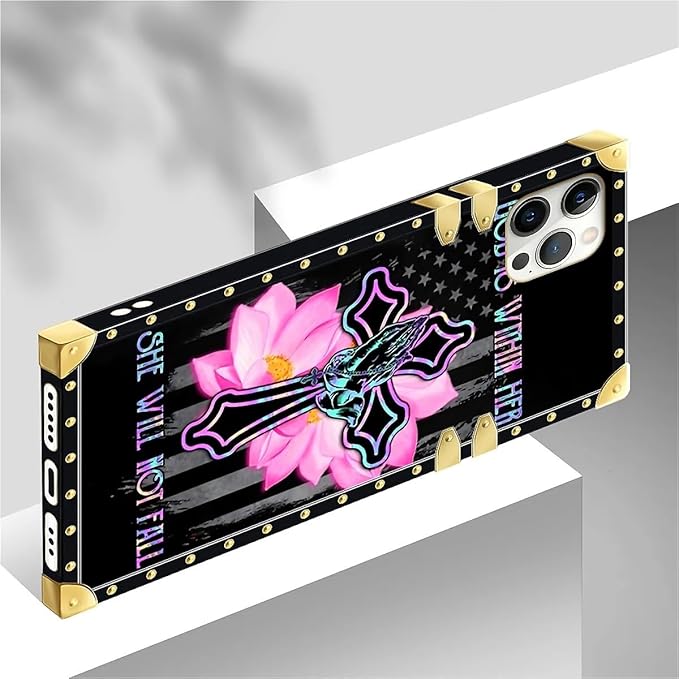 Compatible with iPhone 12 Pro Max Case, Praying Cross Hands Luxury Golden Decoration for Girl Women Soft TPU Shockproof Protective Hard PC Back for iPhone 12 Pro Max
