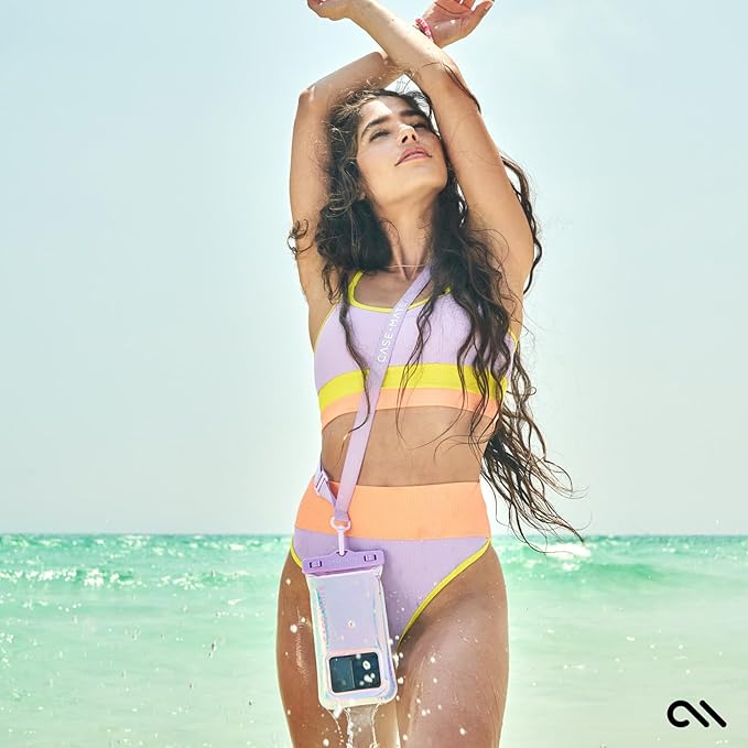 Case-Mate Soap Bubble IP68 Waterproof Phone Pouch - Floating Waterproof Phone Case w/Crossbody Lanyard - Cruise Ship Travel Essentials - Compatible w/All Devices - Touchscreen Friendly - Iridescent