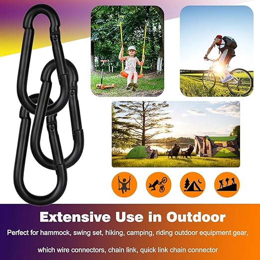 20PCS M8 Heavy Duty Carabiner Clip, 3Inch Snap Hook Quick Link Small Carabiner Clips,Spring Link Buckle for Fishing Camping Hammock Dog Leashes-550LBS Holding Capacity (Black)