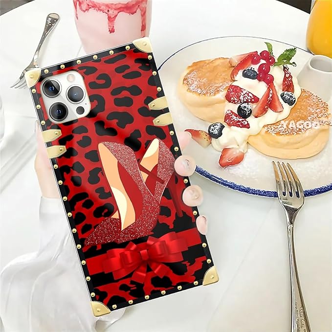 Compatible with iPhone 12 Pro Max Case, Elegant High Heels Luxury Golden Decoration for Girl Women Soft TPU Shockproof Protective Hard PC Back for iPhone 12 Pro Max