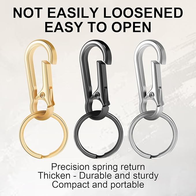 2pcs Metal Keychain Rings, Sturdy Key Chain Ring Carabiner Clip, Key Holder Organizer for Purse Charms Hook, Paracord Keychain Lanyard, Men and Women Home Car Keyrings (Black and Silver)