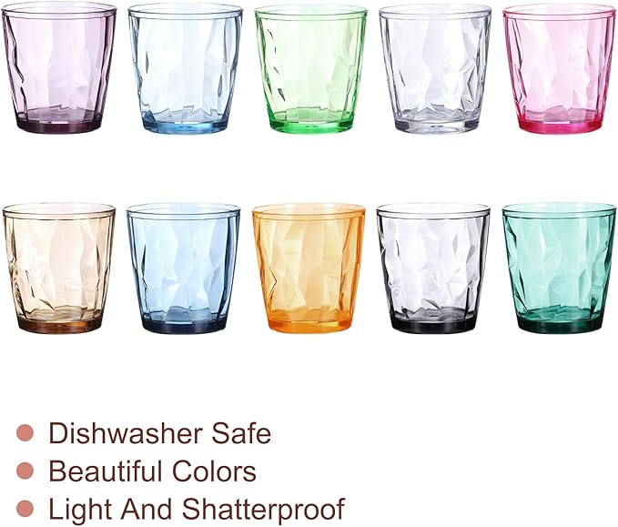 uxcell 10oz Acrylic Drinking Glasses, 2Pcs Plastic Reusable Tumblers Drinkware Unbreakable Water Glasses Cups Stackable & Dishwasher Safe for Home Outdoors Restaurant, Purple