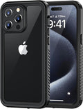 Lanhiem for iPhone 15 Pro Case, IP68 Waterproof Dustproof Shockproof Case with Built-in Screen Protector, Full Body Protective Heavy Duty Phone Case for iPhone 15 Pro - 6.1 inch (Black/Clear)