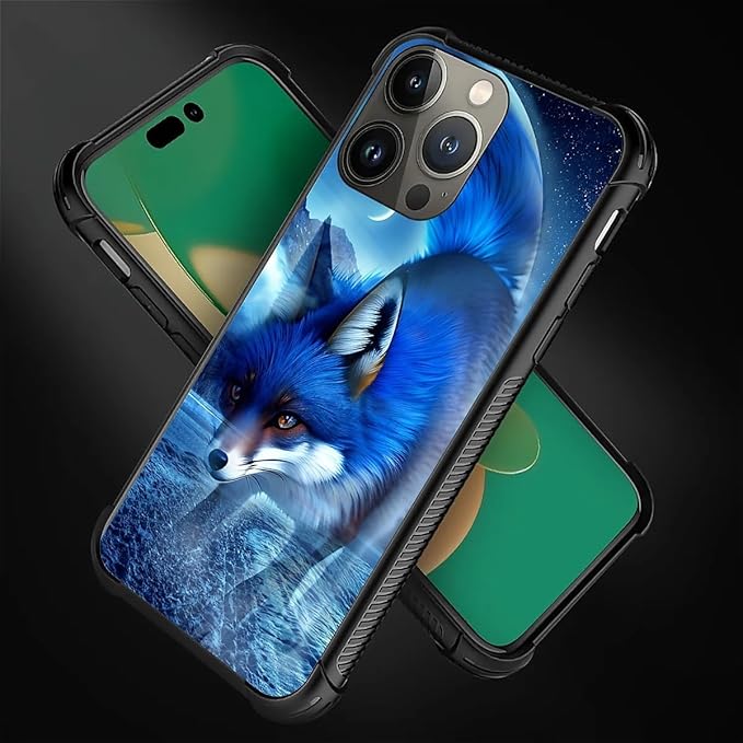 for iPhone 14 Pro Max Case, Snowy Mountain Fox Lake Pattern Graphic Design Girl Boy Soft Silicone Hard Acrylic Shock Protection for iPhone 14 Pro Max