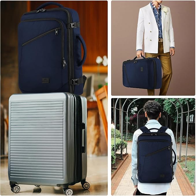 MATEIN Backpack for Travel, 27L Water Resistant Carry on Backpack Fits Overhead Bin, Convertible Work Daypack with 2 Handles, Hiking Daypack for Outdoor Sport,Travel Gifts for Men Women, Blue