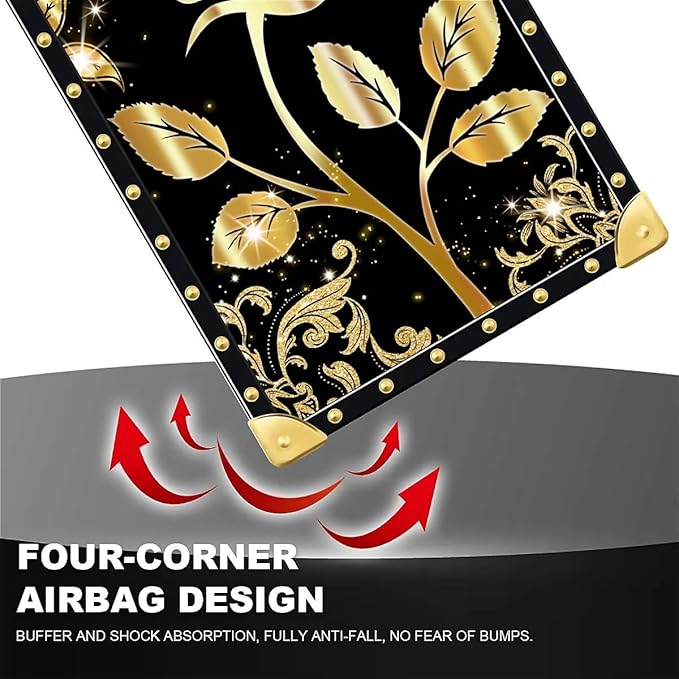 Compatible with iPhone Xs Max Case, Shine Gold Rose Luxury Golden Decoration for Girl Women Soft TPU Shockproof Protective Hard PC Back for iPhone Xs Max