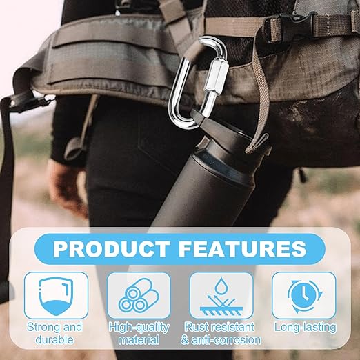 10 Pcs 1.5 Inch 316 Heavy Duty Stainless Steel Chain Quick Links, 175 Lbs Capacity Carabiner Locking Repair Connector Pets Keychain for Outdoor Traveling Equipment
