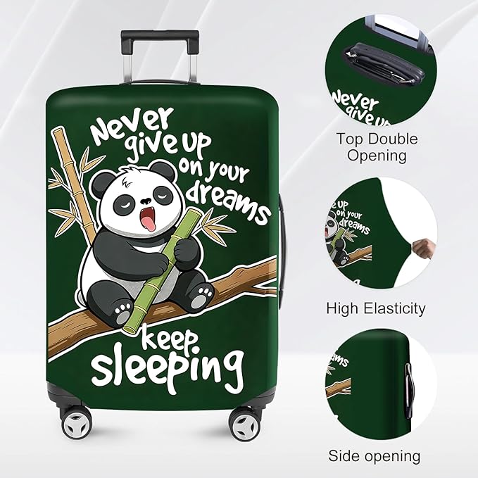 ANNA QUEEN Cute Sleeping Panda Luggage Cover-Stretchable, Water Resistant & Durable Suitcase Protector,Universal Washable Fit for 20-22 Inch Checked Baggage