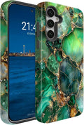 Compatible for Samsung Galaxy A36 5G Case, Dual Layer Heavy Duty 2 in 1 Shockproof Protective Phone Case,Green Onyx with Gold Veins Print