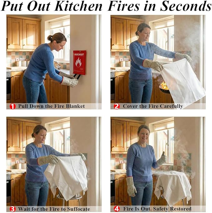 C CRYSTAL LEMON Fire Blanket Survival Cover for Kitchen – Home Safety Heat Protection for Small Cooking Accidents and Fire Suppression