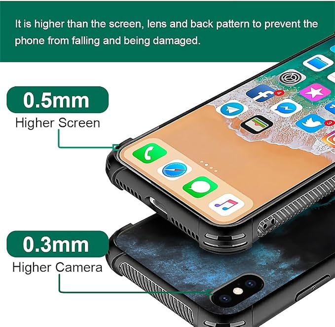 for iPhone Xs Max Case, Blue Breathing Wolf Pattern Graphic Design Girl Boy Soft Silicone Hard Acrylic Shock Protection for iPhone Xs Max