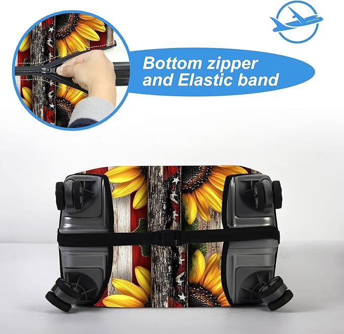 Luggage Cover Protector for 30-32 Inch Suitcases, TSA Approved Elastic Travel Suitcase Covers, Anti-Scratch Washable Luggage Sleeve for Carry On & Checked Bags, Cross American