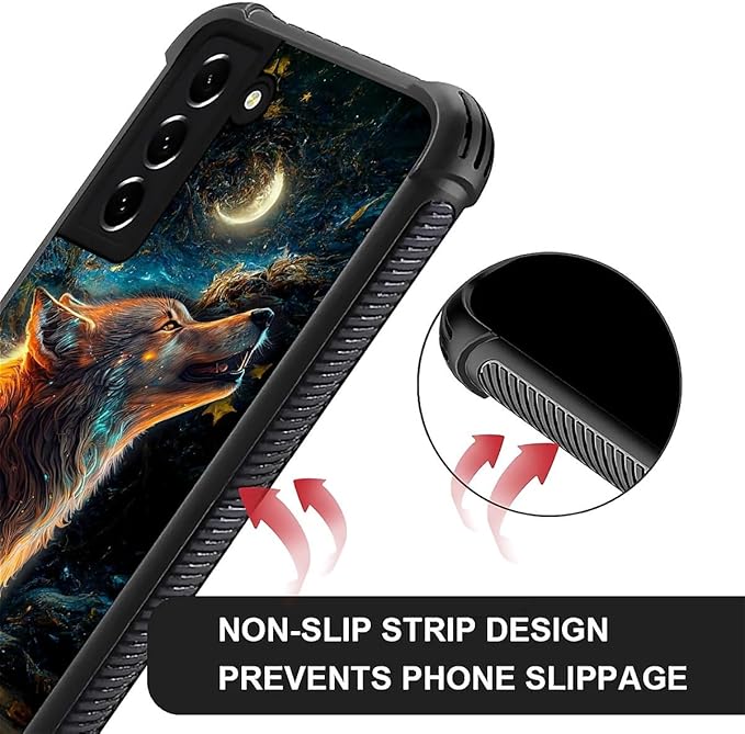 for Samsung Galaxy S21 Case, Star Cave Hungry Wolf Pattern Graphic Design Girl Boy Soft Silicone Hard Acrylic Shock Protection for Samsung Galaxy S21