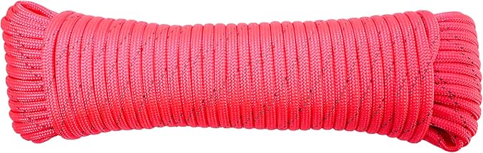 Paracord Rope, Reflective III Parachute Cord 7 Strand Core 550lb, 100ft Pink - High Visibility Abrasion Resistant Easy to Tie, Multi-Purpose Rope for Camping Survival DIY