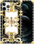 Compatible with iPhone 12 Case, Gold Grain Flowers Luxury Golden Decoration for Girl Women Soft TPU Shockproof Protective Hard PC Back for iPhone 12 Pro
