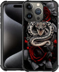 for iPhone 16 Pro Case, Entwined Rose Snake Pattern Graphic Design Girl Boy Soft Silicone Hard Acrylic Shock Protection for iPhone 16 Pro